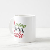 Be Nice Or I'll Tell Santa Koffiemok (Voorkant links)