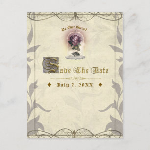 Be Our Guest Betoverde Roos Vintage Bewaar de Datu Aankondigingskaart