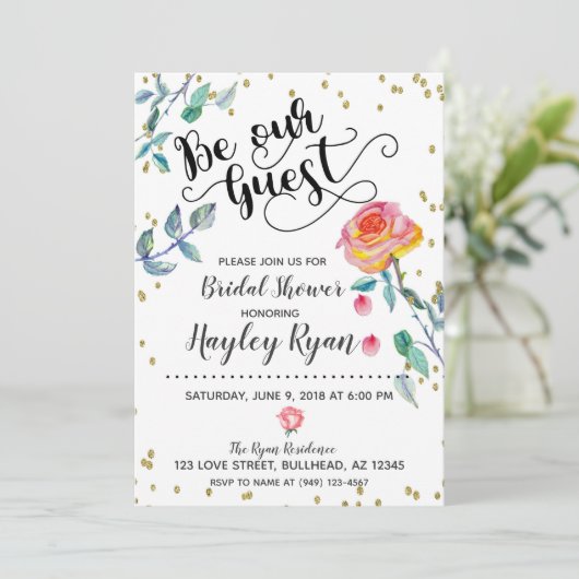 Be Our Guest Trouwfeest Uitnodiging Waterverf (Staand voorkant)