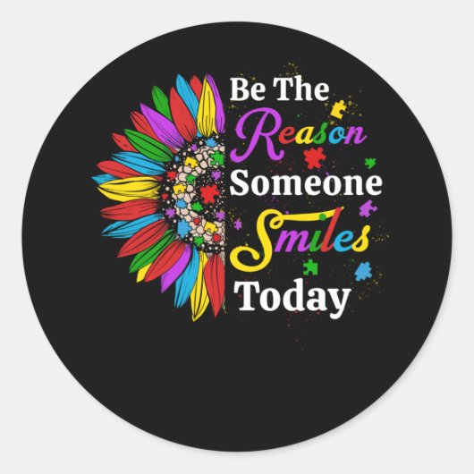 Be Reason Someone Smiles Today Sunflower Ronde Sticker (Voorkant)