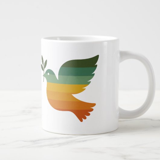 Be Retro Rainbow Peace Dove Jumbo Mug (Droite)