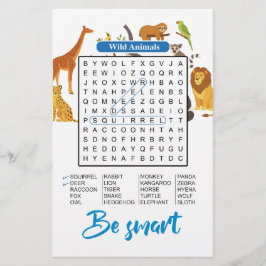 Be Smart – Wild Animals Word Search