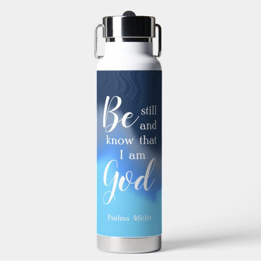 Be Still And Know | Modern Blue Swirl Personalized Waterfles (Voorkant)