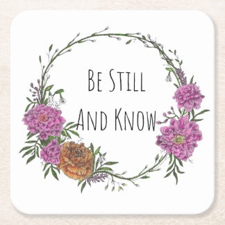 Be Still and Know Plastic Coasters Vierkante Kartonnen Onderzetter