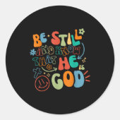 Be Still And Know Psalm Verse Insrational Christia Ronde Sticker (Voorkant)