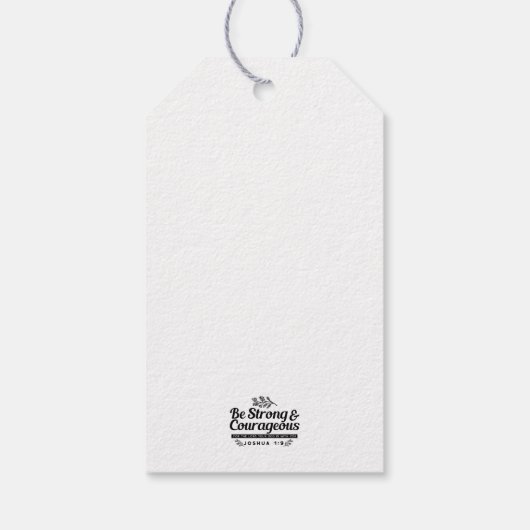 Be Strong and Courageous – Joshua 1:9 Bible Verse Cadeaulabel (Achterkant)