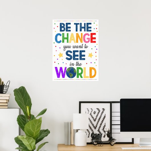 Be the Change Rainbow Poster (Bureau à domicile)