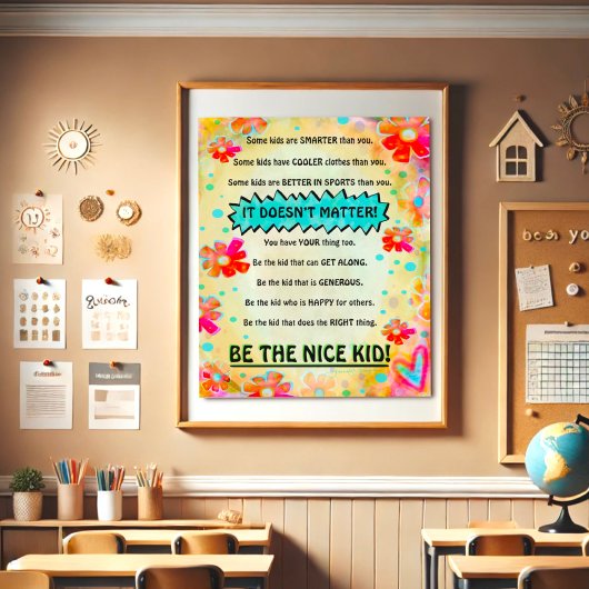 Be the Nice Kind Floral Classroom Inspirivity Poster
