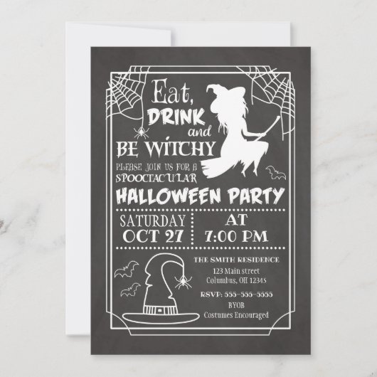Be Witchy Halloween Party Invitation Kaart (Voorkant)