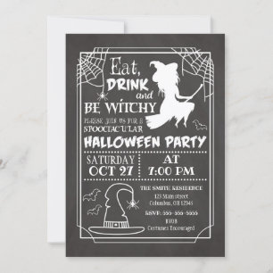 Be Witchy Halloween Party Invitation Kaart