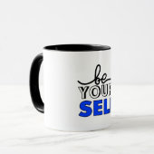 "Be Your Self" Inspirational Black and White Mug (Devant gauche)