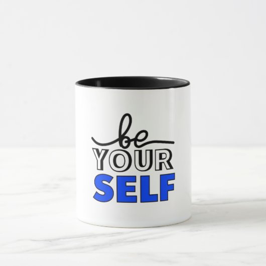 "Be Your Self" Inspirational Black and White Mug Mok (Midden)