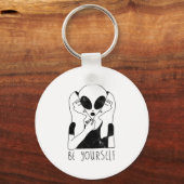 Be Yourself - Funny Alien Motivational S  Sleutelhanger (Voorkant)