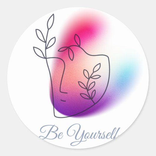 "Be Yourself" klassieke ronde Stickers (Voorkant)