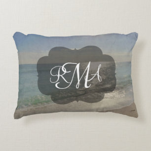 Beach 3 Letter Monogram Initialen Ocean Decoratief Kussen