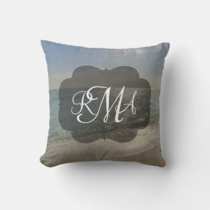 Beach 3 Letter Monogram Initialen Ocean Kussen