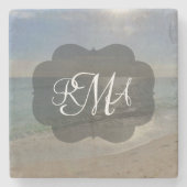 Beach 3 Letter Monogram Initialen Ocean Stenen Onderzetter (Voorkant)
