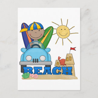 BEACH African American Boy Tshirts and Gifts Briefkaart