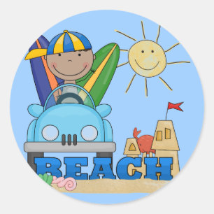 BEACH African American Boy Tshirts and Gifts Ronde Sticker