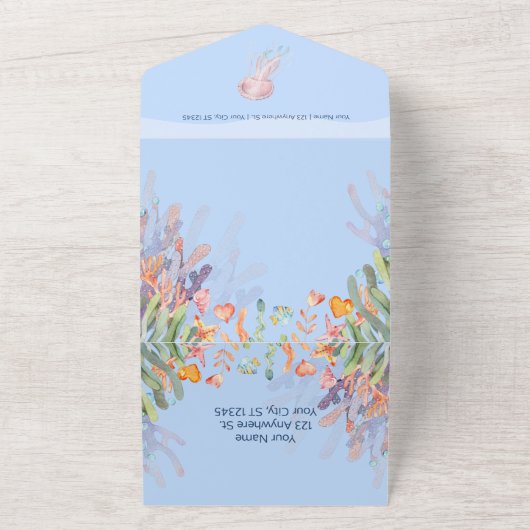 Beach All in One Wedding Invitation All In One Uitnodiging (Buitenkant)