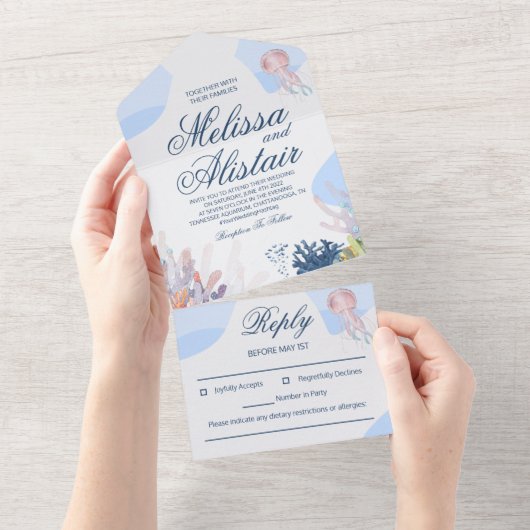 Beach All in One Wedding Invitation Uitnodiging (Afscheurbaar)
