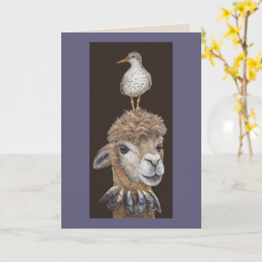 Beach Alpaca-kaart Kaart (Gele Bloem)