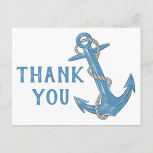 Beach Anchor Blue Nautical Weddenschap Bedankt Briefkaart