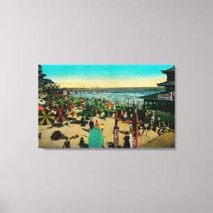 Beach and Bath House, Long BeachLong Beach, CA Canvas Afdruk