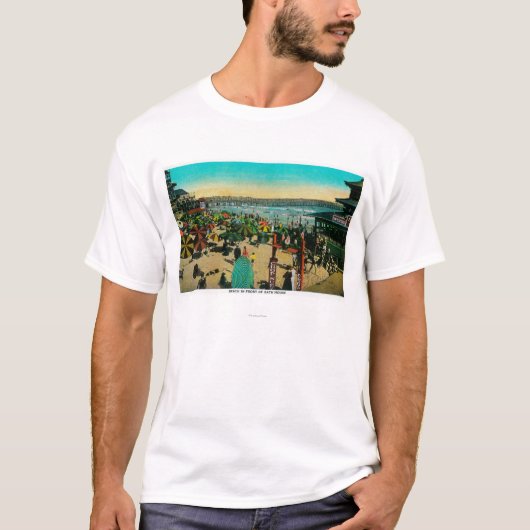 Beach and Bath House, Long BeachLong Beach, CA T-shirt (Voorkant)
