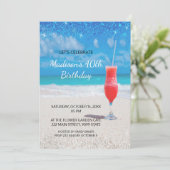 Beach and Cocktail Birthday Invitation Kaart (Staand voorkant)