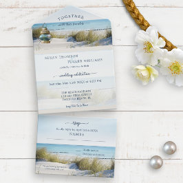 Beach and Dunes All in One Wedding Invitation Uitnodiging