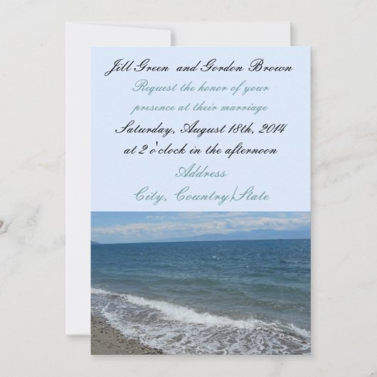 Beach and Ocean Waves Wedding Invitation Kaart (Voorkant)
