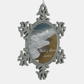 Beach and Ocean Wedding Tin Sneeuwvlok Ornament (Links)