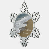 Beach and Ocean Wedding Tin Sneeuwvlok Ornament (Rechts)