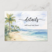 Beach and Palm Trees  Wedding Details Informatiekaartje (Voorkant)