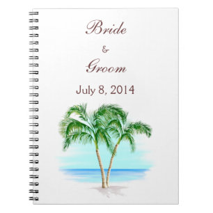 Beach and Palm Trees Wedding Guest Book Notitieboek