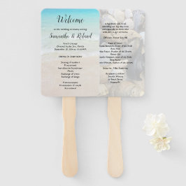 Beach and Seashells Wedding Fan Programme Handwaaier