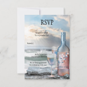 Beach and Wine Th-Wedding RSVP-kaart Kaart