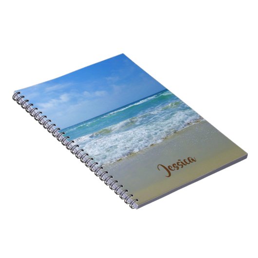 Beach and Zee with Waves Persoonlijke naam Notitieboek (Rechterzijde)