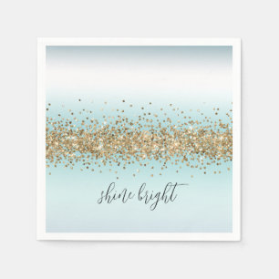 Beach Aqua Blue Ombre Gold Glitzy Sparkle Servet