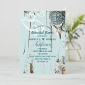 Beach Aqua Blue Seashell bruiloft repetitie diner Kaart (Staand voorkant)