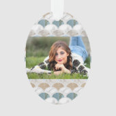 beach aqua blue white marble pastel mermaid scales ornament (voorkant)