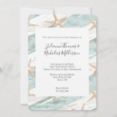 Beach Aqua Mint Starfish Stripes Wedding Kaart (Voorkant)