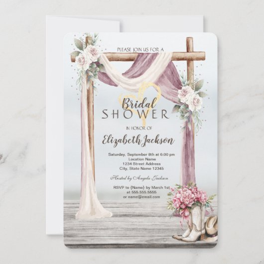 Beach Arbor Cowboy Boots Hat Bridal Shower  Kaart (Voorkant)