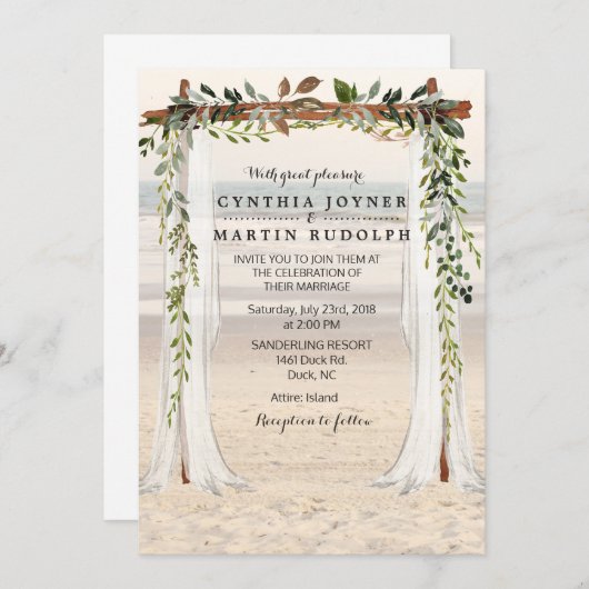 Beach Arbor Faire-part de mariage (Devant / Derrière)
