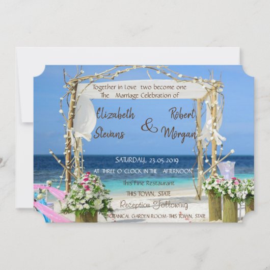 Beach Arbor Floral Faire-part de mariage (Devant)