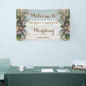 Beach Arbor Roos Tropical Sunset Weduwachtergrond Spandoek (Beurs)