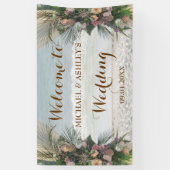 Beach Arbor Roos Tropical Sunset Weduwachtergrond Spandoek (Verticaal)