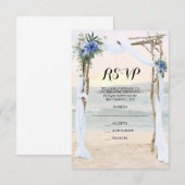Beach Arbor Sunset Blue Orchid Wedding RSVP Kaart (Voorkant / Achterkant)