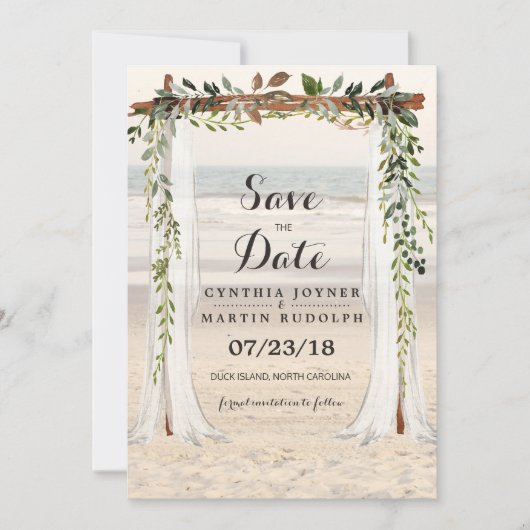 Beach Arbor Wedding Enregistrer la date Invitation (Devant)